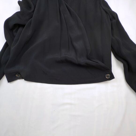 Ett twa Anthropologie Sz 8 Black Wrap Black Collared Button Blouse Blazer Shirt - Picture 7 of 9